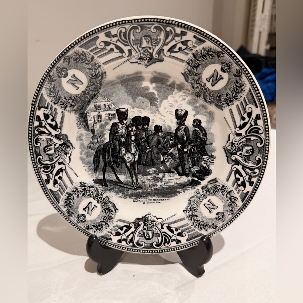 ANTIQUE BOCH FRERES 1814 BATTLE De Montereau NAPOLEON BONAPARTE PLATE
